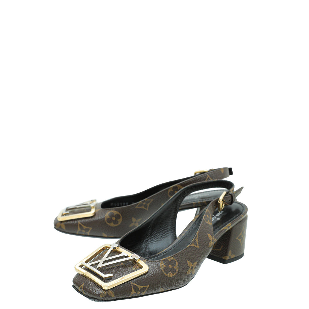 Louis Vuitton Brown Monogram Madeleine Slingback 35