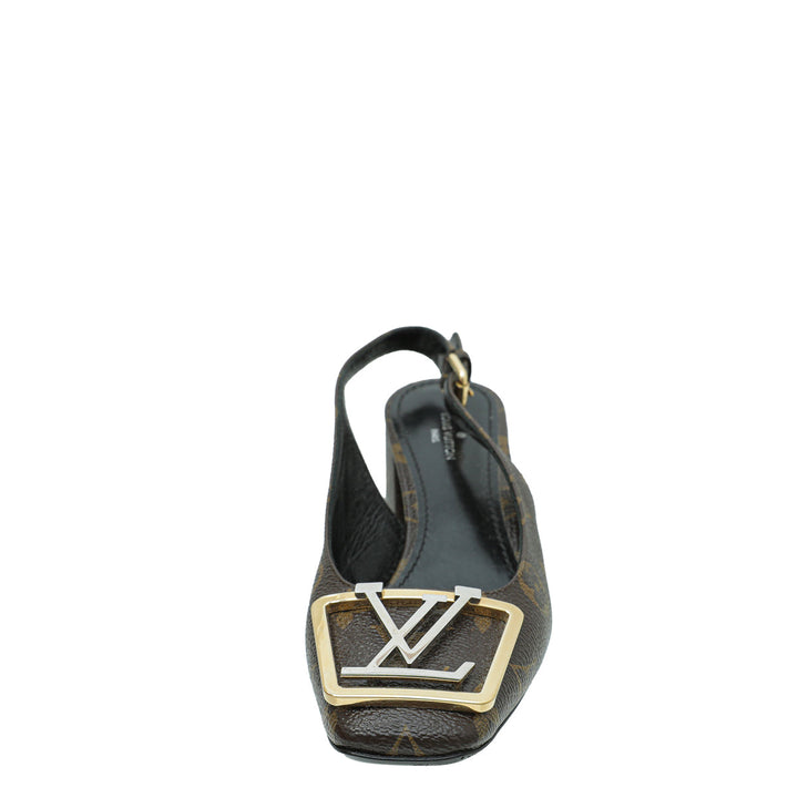 Louis Vuitton Brown Monogram Madeleine Slingback 35