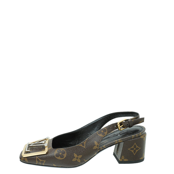 Louis Vuitton Brown Monogram Madeleine Slingback 35