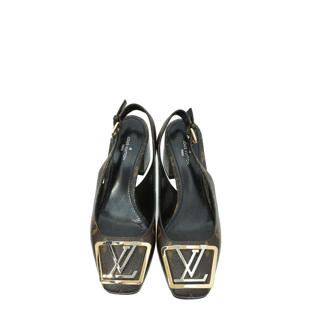 Louis Vuitton Brown Monogram Madeleine Slingback 35