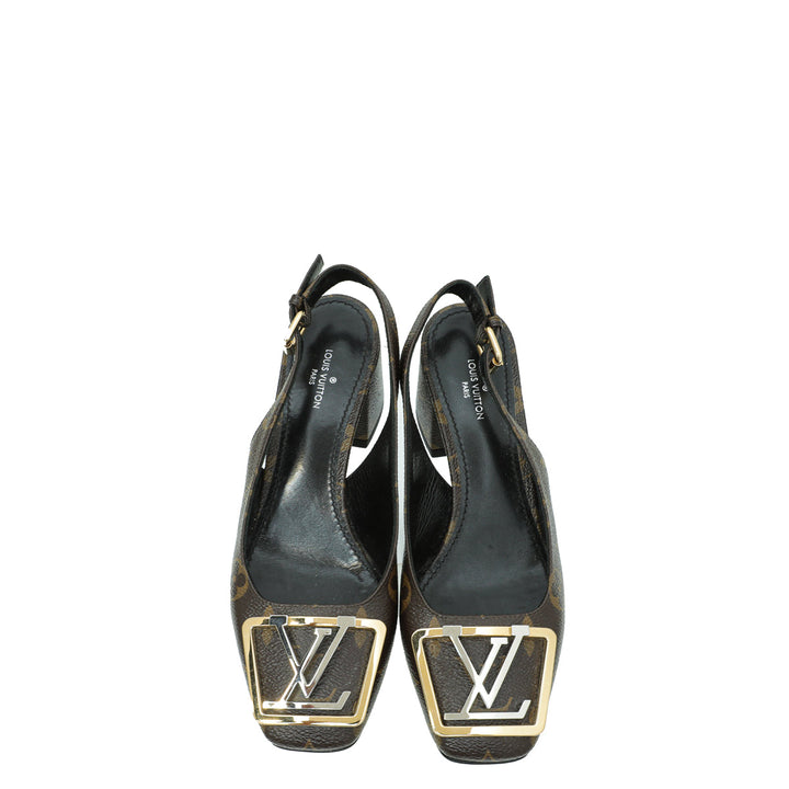 Louis Vuitton Brown Monogram Madeleine Slingback 35