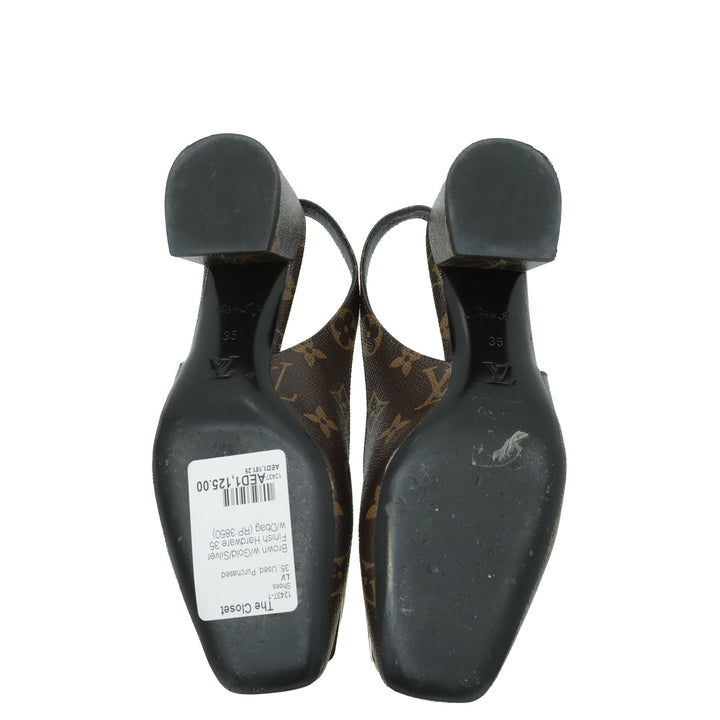 Louis Vuitton Brown Monogram Madeleine Slingback 35