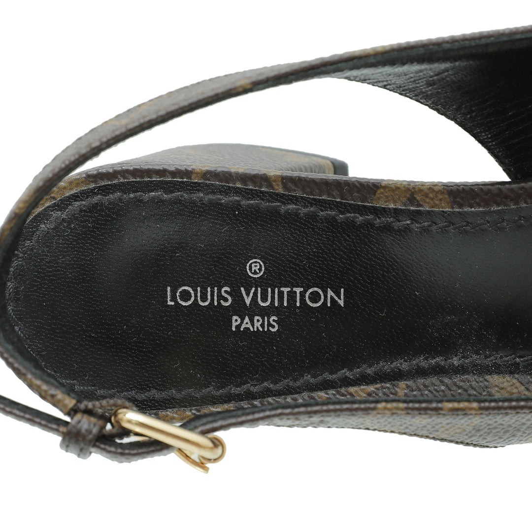 Louis Vuitton Brown Monogram Madeleine Slingback 35