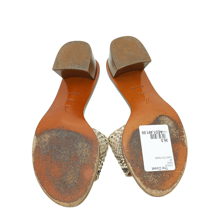 Louis Vuitton Natural Python Lock It Mules 36.5