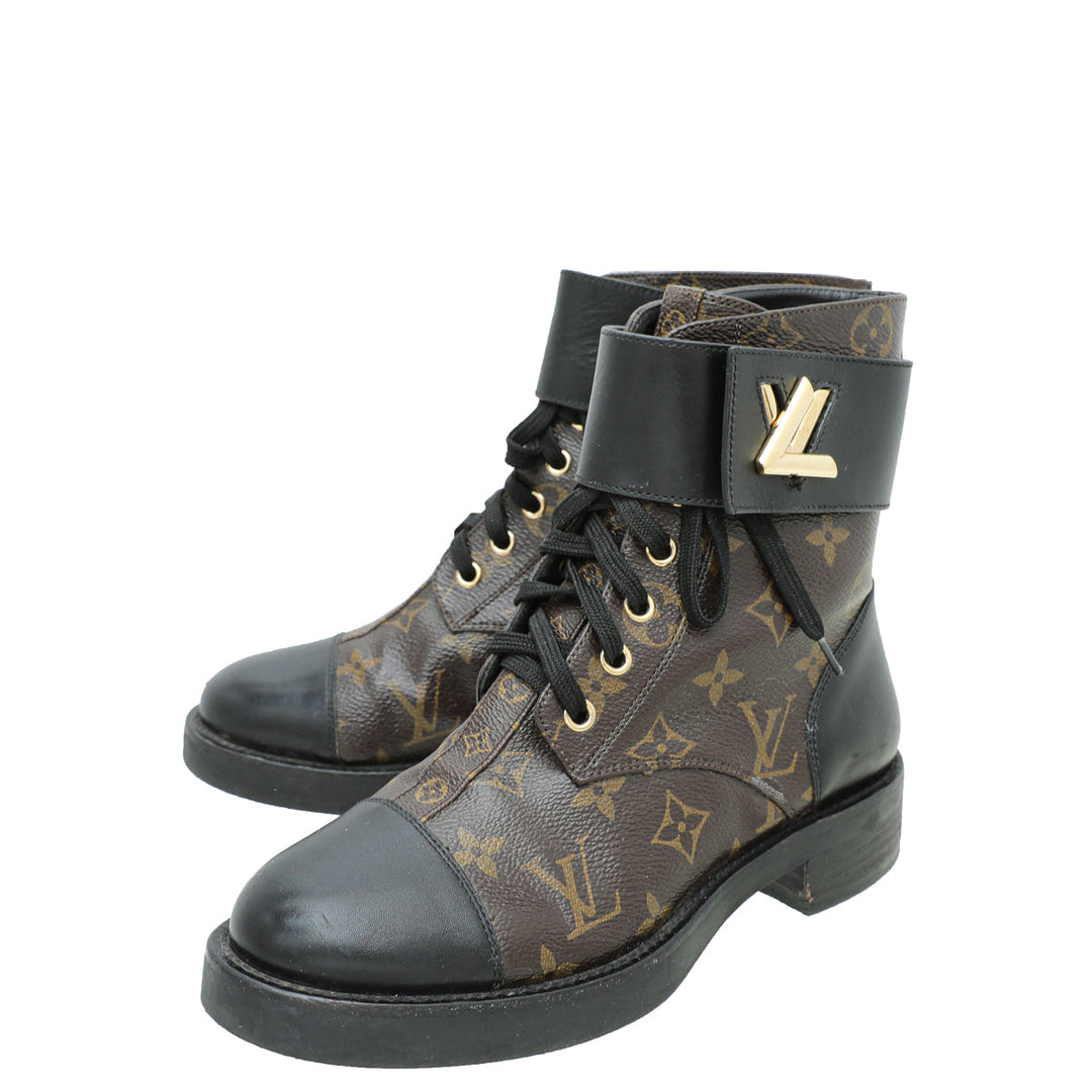 Louis Vuitton Monogram Black Wonderland Flat Ranger Boot 36.5