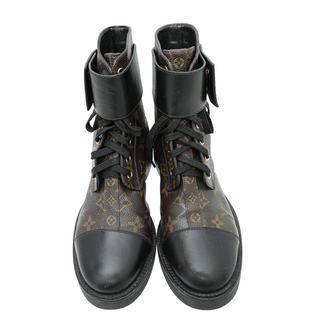 Louis Vuitton Monogram Black Wonderland Flat Ranger Boot 36.5