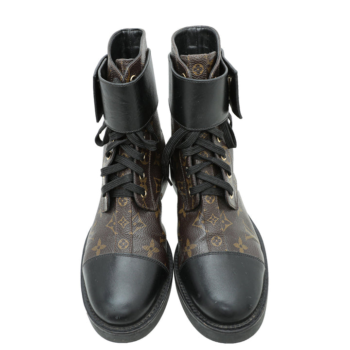 Louis Vuitton Monogram Black Wonderland Flat Ranger Boot 36.5