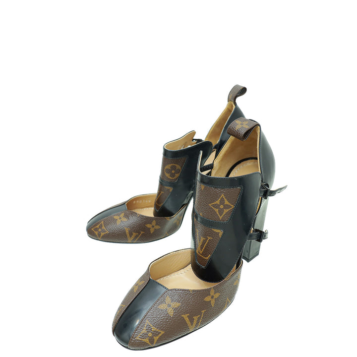 Louis Vuitton Monogram Black Headline Pumps 37.5