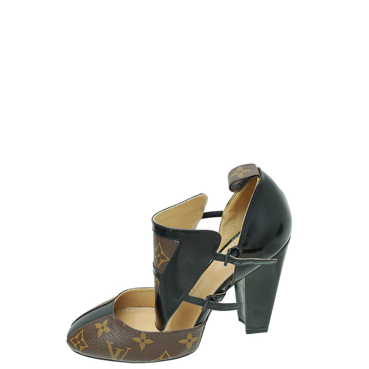 Louis Vuitton Monogram Black Headline Pumps 37.5