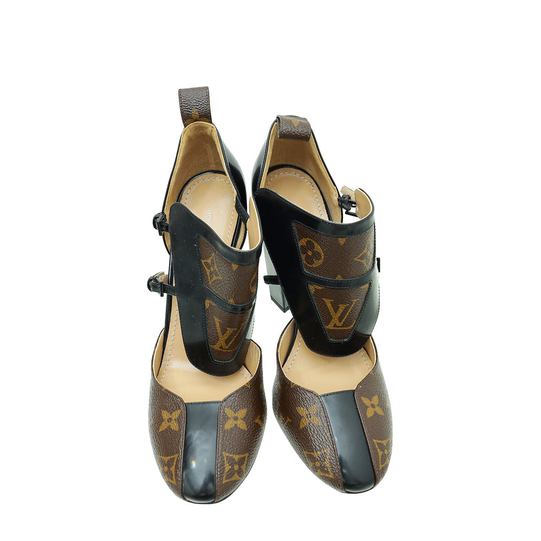 Louis Vuitton Monogram Black Headline Pumps 37.5