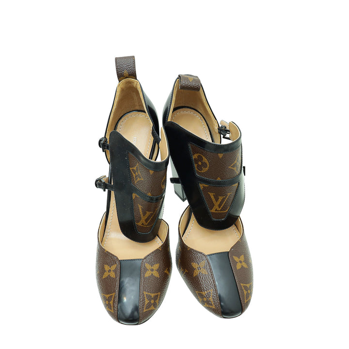 Louis Vuitton Monogram Black Headline Pumps 37.5