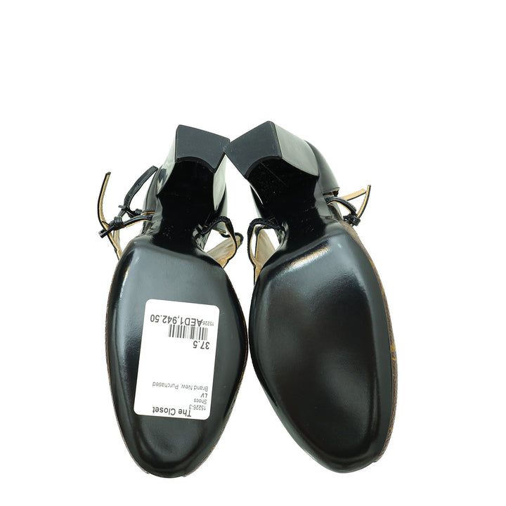 Louis Vuitton Monogram Black Headline Pumps 37.5