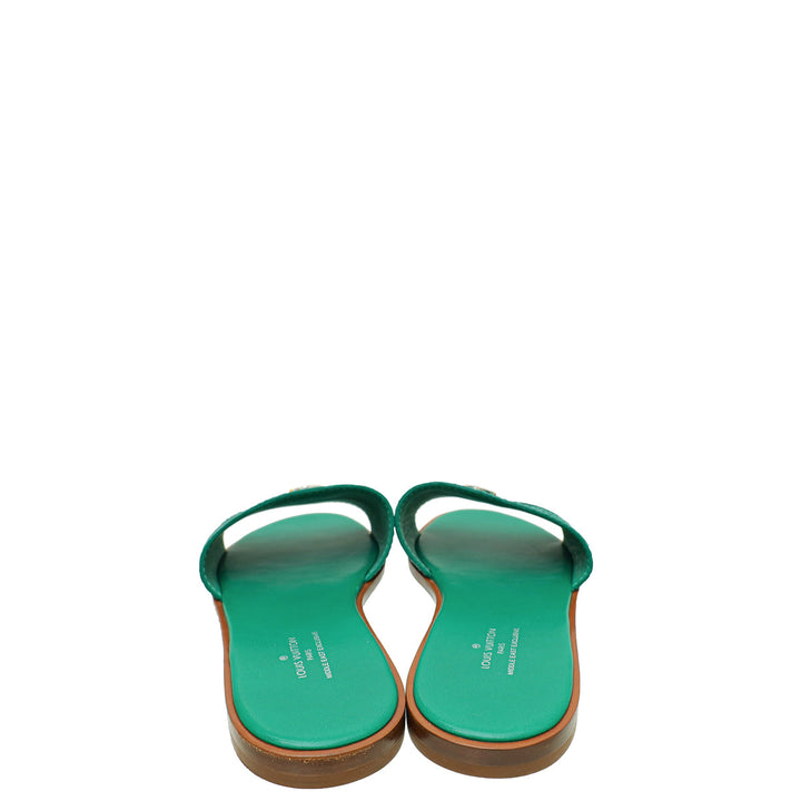 Louis Vuitton Green Crocodile Lock It Flat Mules 37