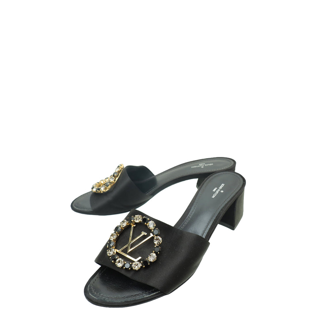 Louis Vuitton Black Satin Madeleine Mules 38.5