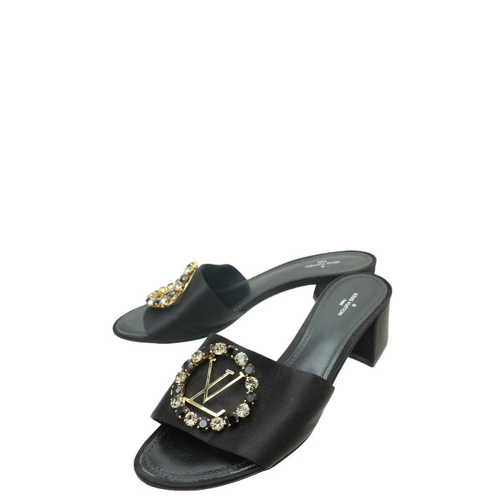 Louis Vuitton Black Satin Madeleine Mules 38.5