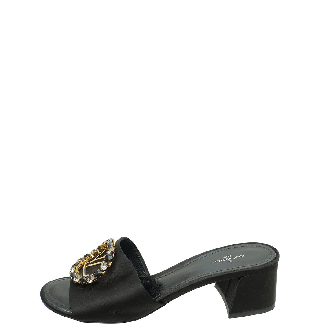 Louis Vuitton Black Satin Madeleine Mules 38.5