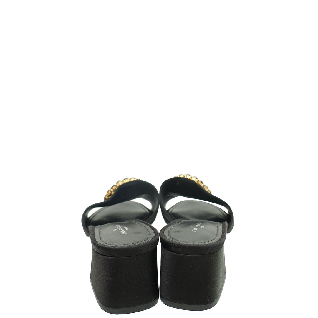Louis Vuitton Black Satin Madeleine Mules 38.5