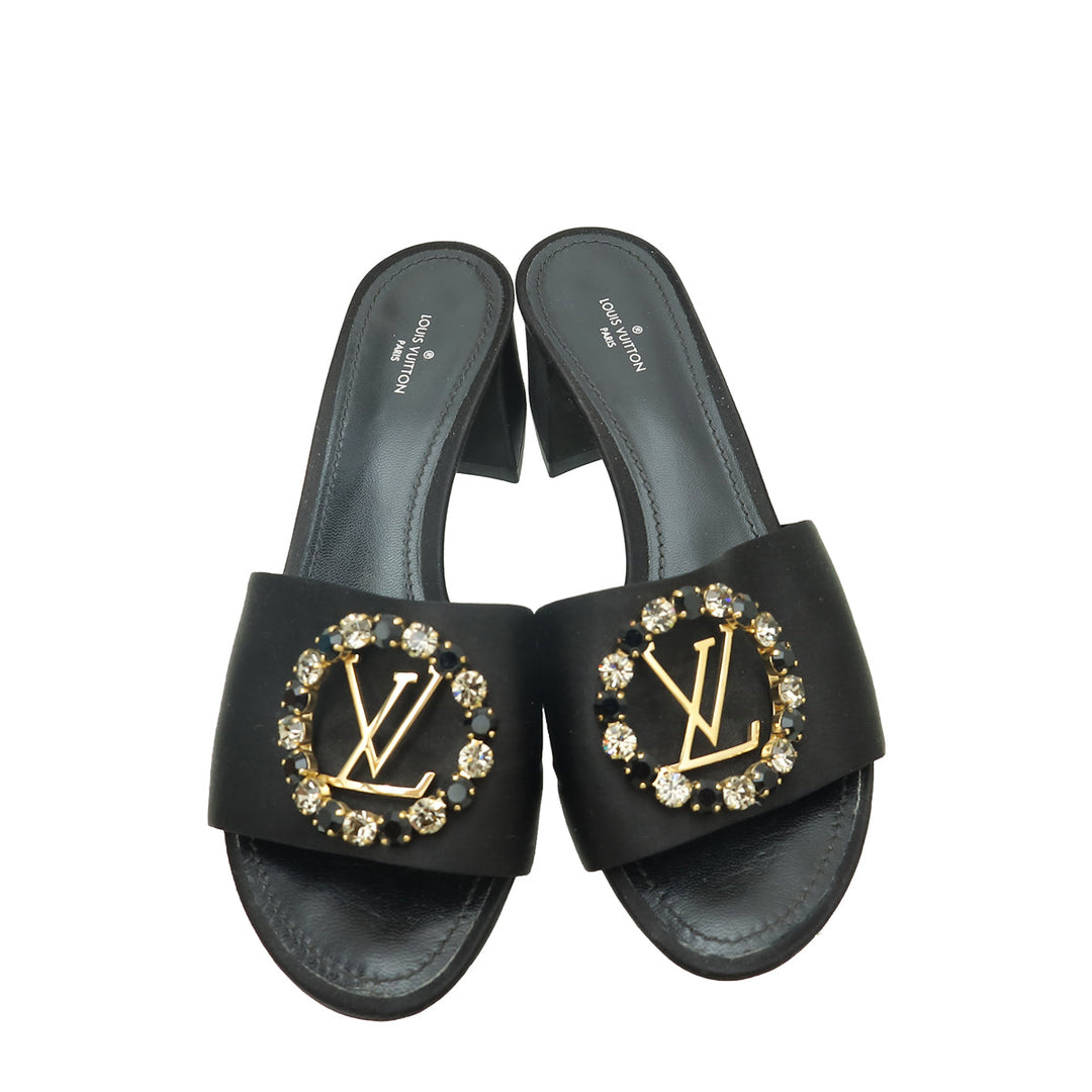 Louis Vuitton Black Satin Madeleine Mules 38.5