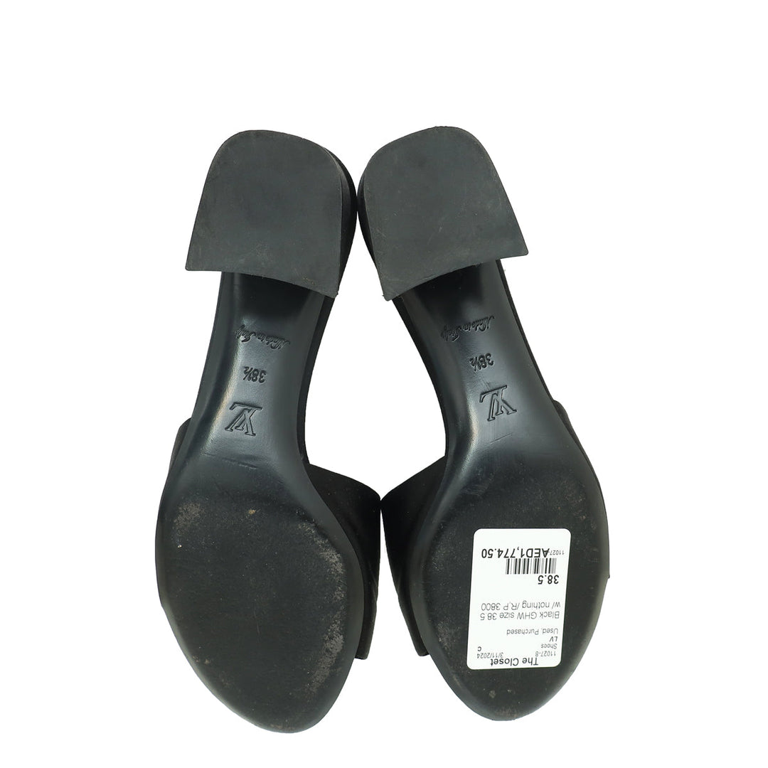 Louis Vuitton Black Satin Madeleine Mules 38.5