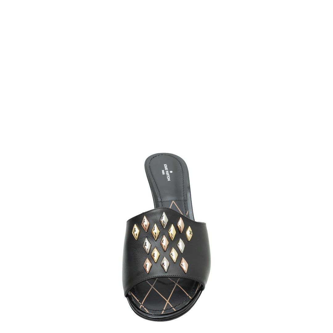 Louis Vuitton Black Studded Slide Sandals 38.5