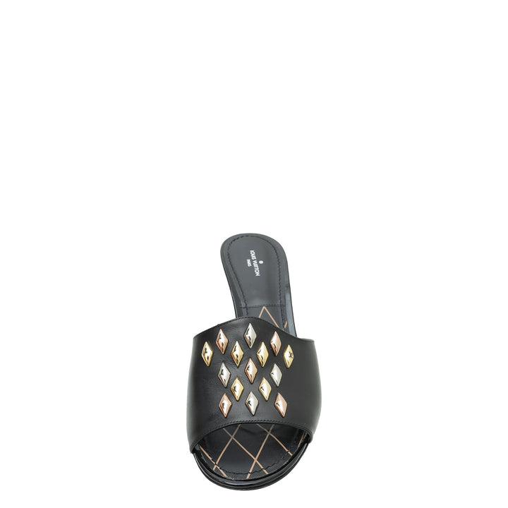 Louis Vuitton Black Studded Slide Sandals 38.5