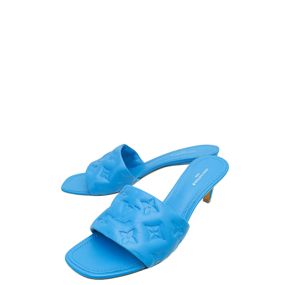 Louis Vuitton Royal Blue Monogram Embossed Revival Mules 38