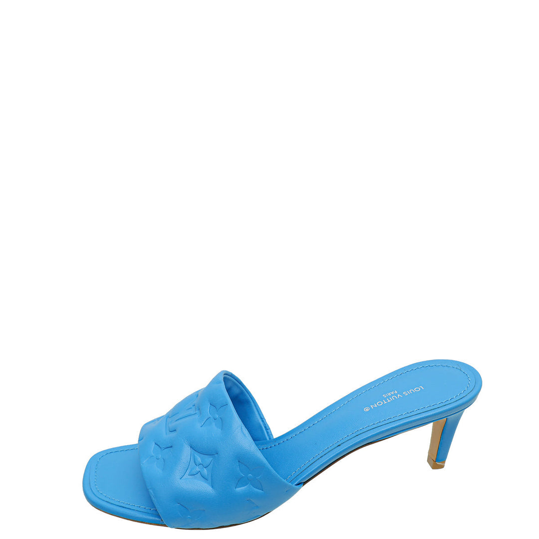Louis Vuitton Royal Blue Monogram Embossed Revival Mules 38