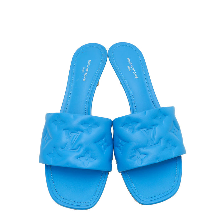 Louis Vuitton Royal Blue Monogram Embossed Revival Mules 38