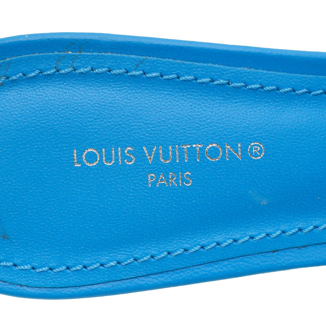 Louis Vuitton Royal Blue Monogram Embossed Revival Mules 38
