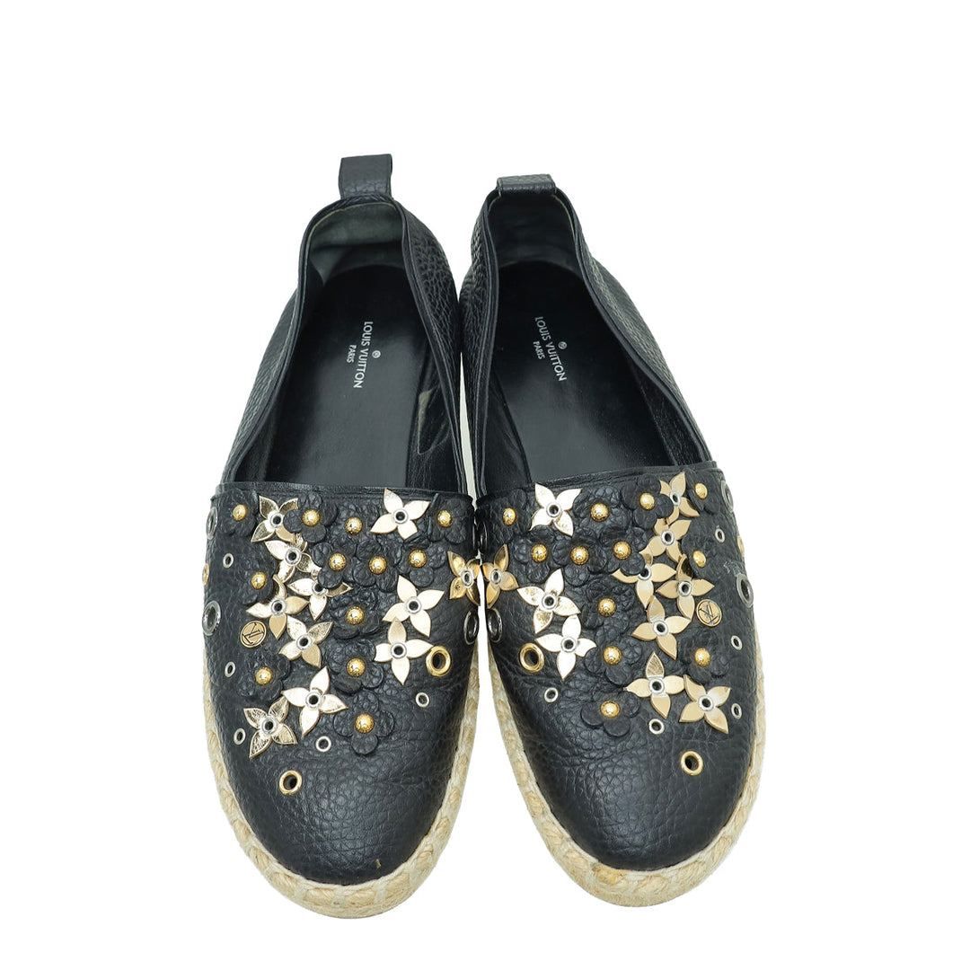 Louis Vuitton Black Tropical Bloom Espadrille 38
