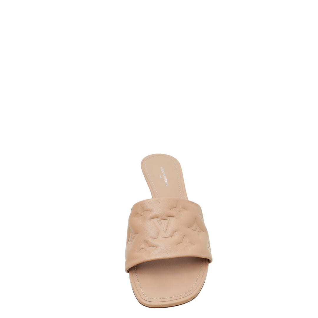 Louis Vuitton Nude Pink Monogram Embossed Revival Heeled Mules 39