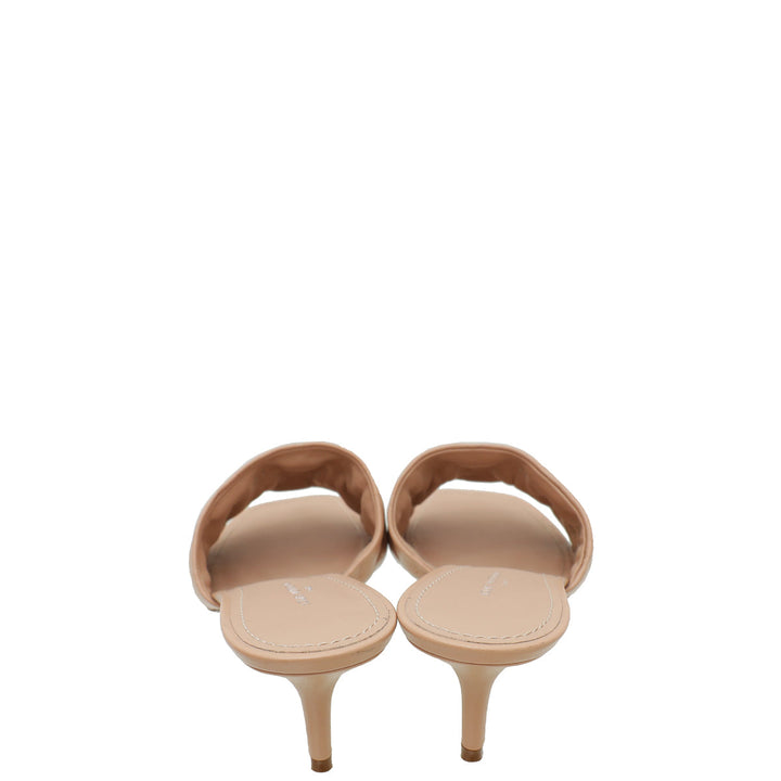Louis Vuitton Nude Pink Monogram Embossed Revival Heeled Mules 39