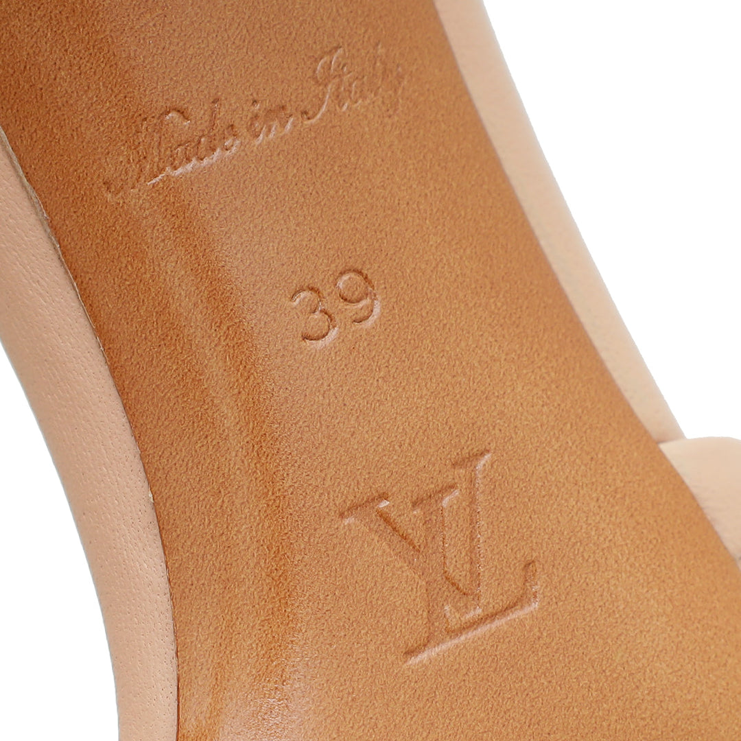 Louis Vuitton Nude Pink Monogram Embossed Revival Heeled Mules 39