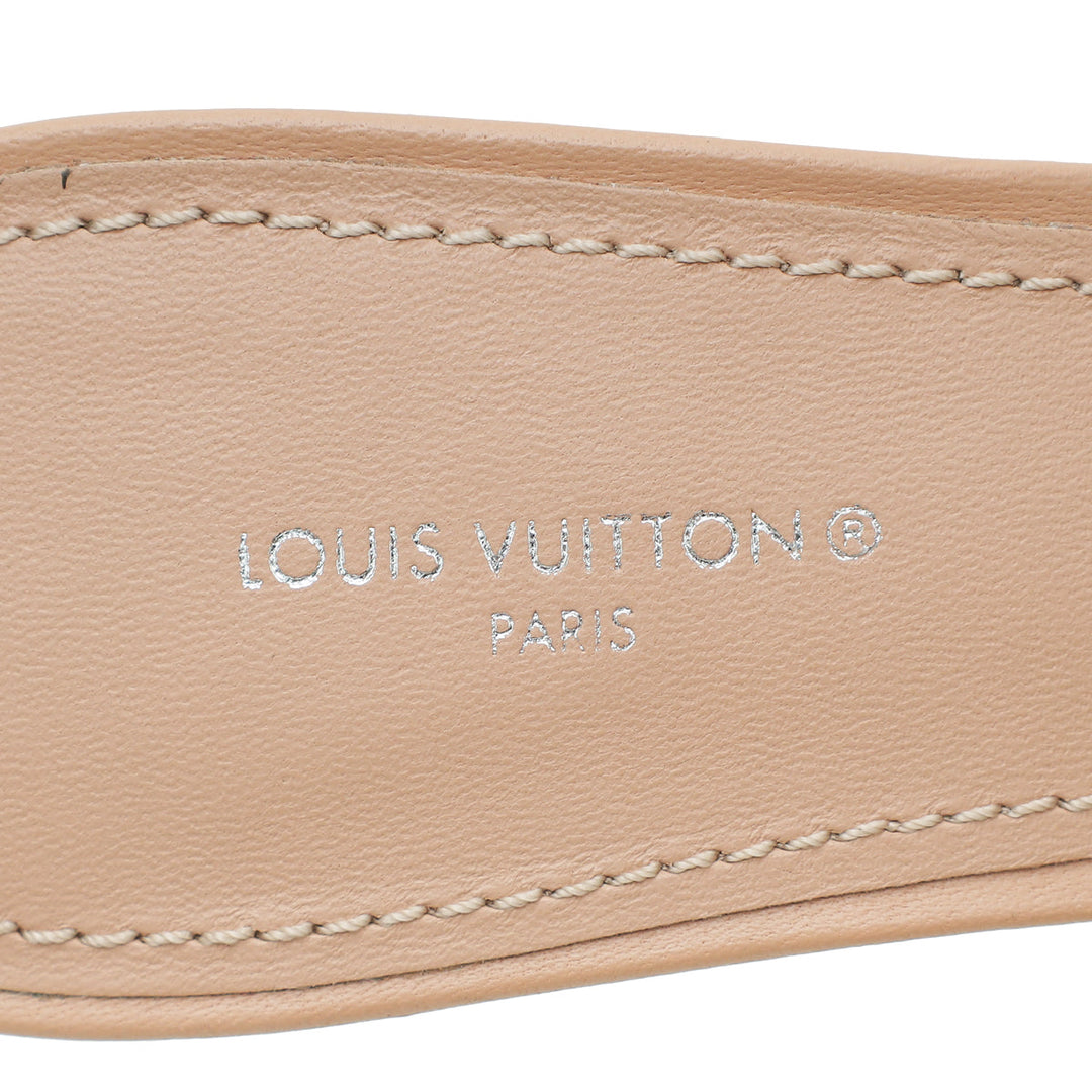 Louis Vuitton Nude Pink Monogram Embossed Revival Heeled Mules 39