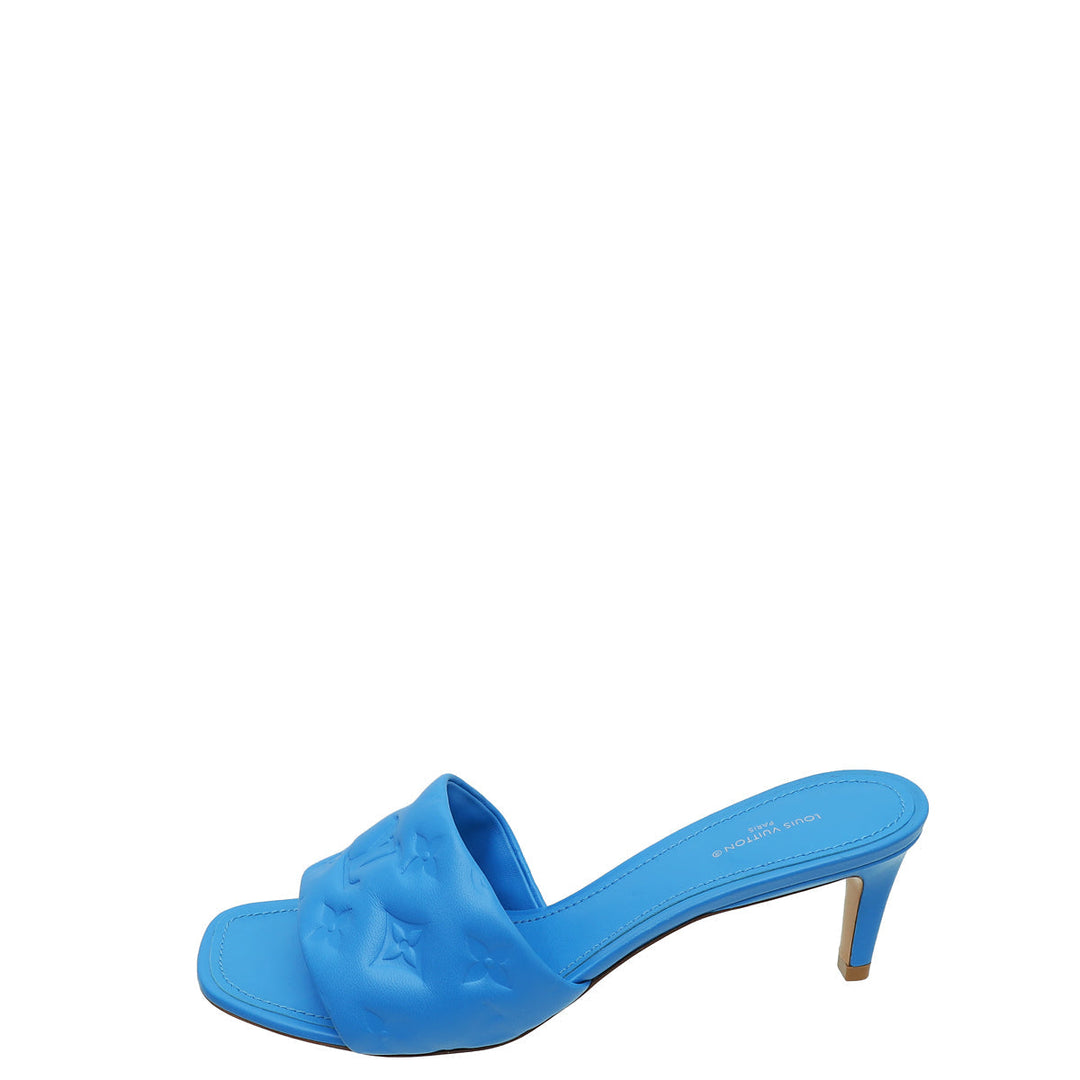 Louis Vuitton Royal Blue Monogram Embossed Revival Heeled Mules 39