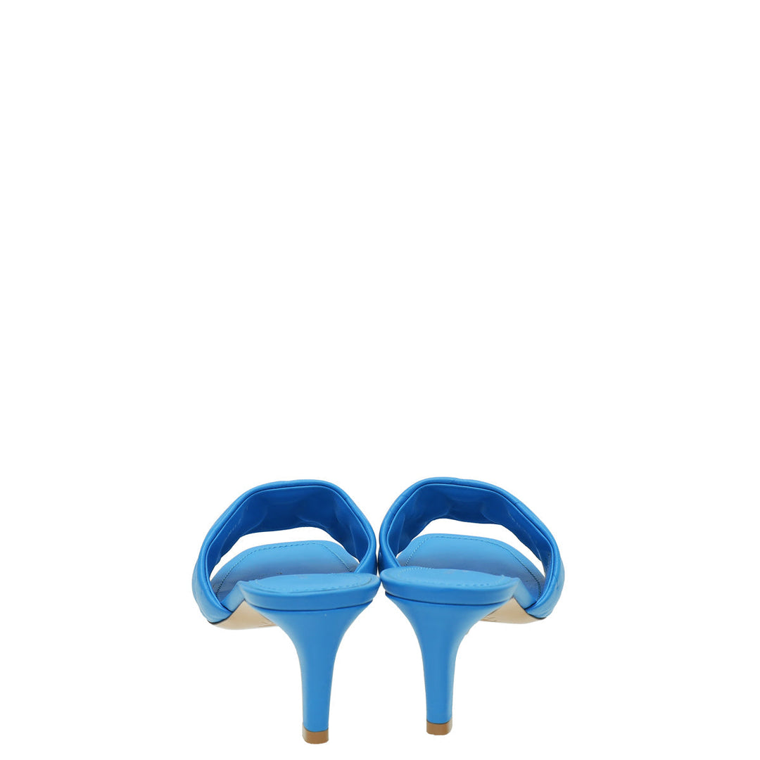 Louis Vuitton Royal Blue Monogram Embossed Revival Heeled Mules 39
