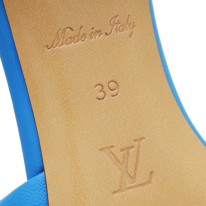 Louis Vuitton Royal Blue Monogram Embossed Revival Heeled Mules 39