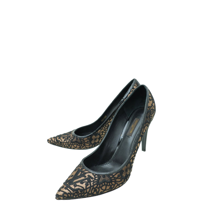 Louis Vuitton Bicolor Satin Embroidered Pumps 40.5