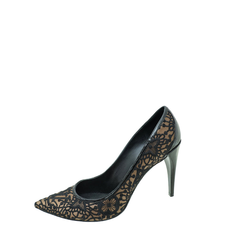 Louis Vuitton Bicolor Satin Embroidered Pumps 40.5