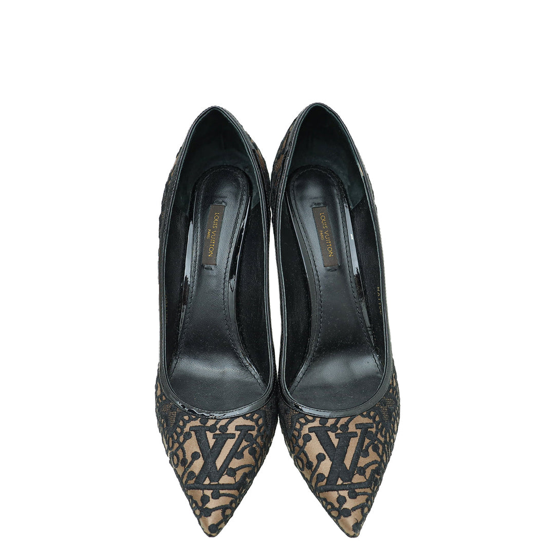 Louis Vuitton Bicolor Satin Embroidered Pumps 40.5