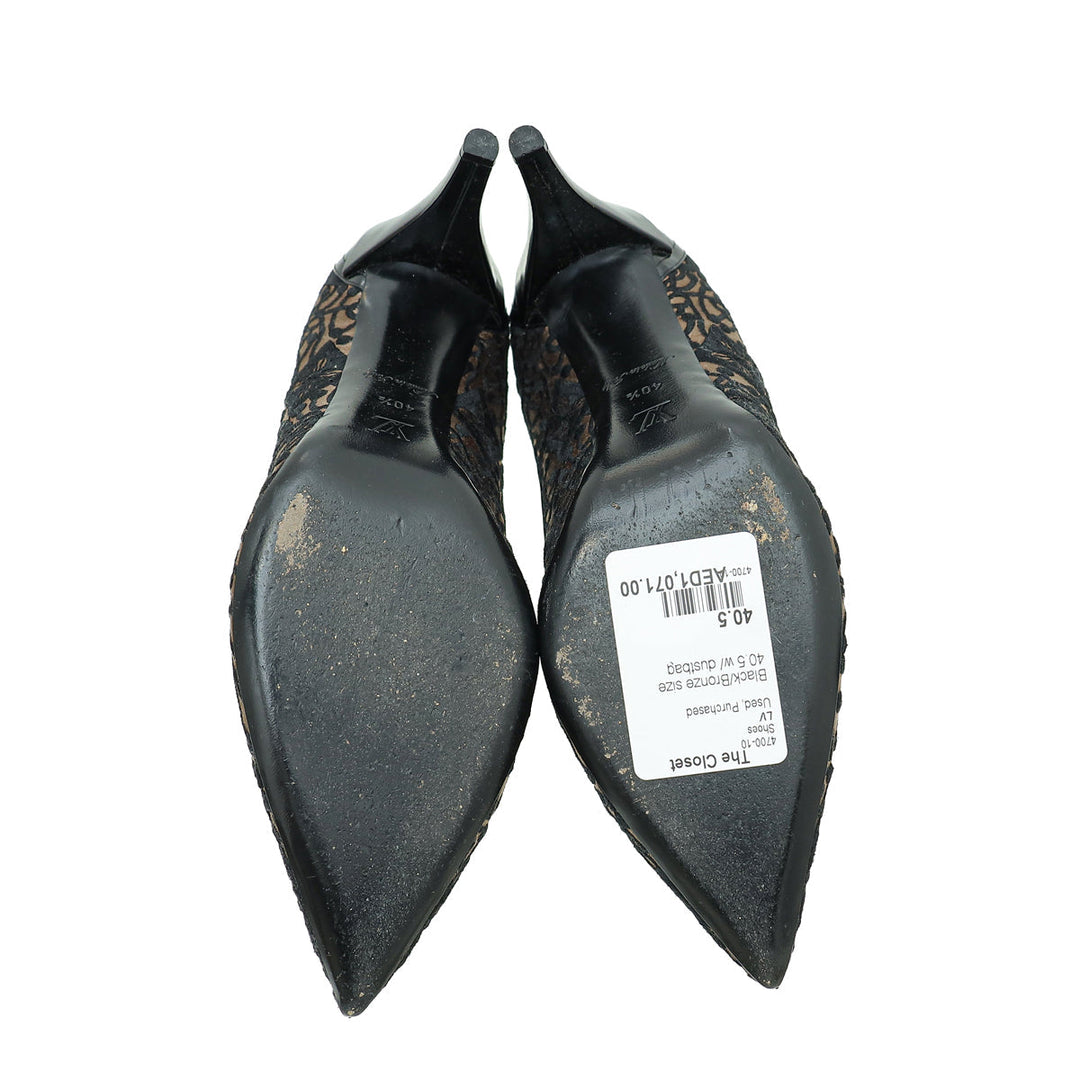 Louis Vuitton Bicolor Satin Embroidered Pumps 40.5