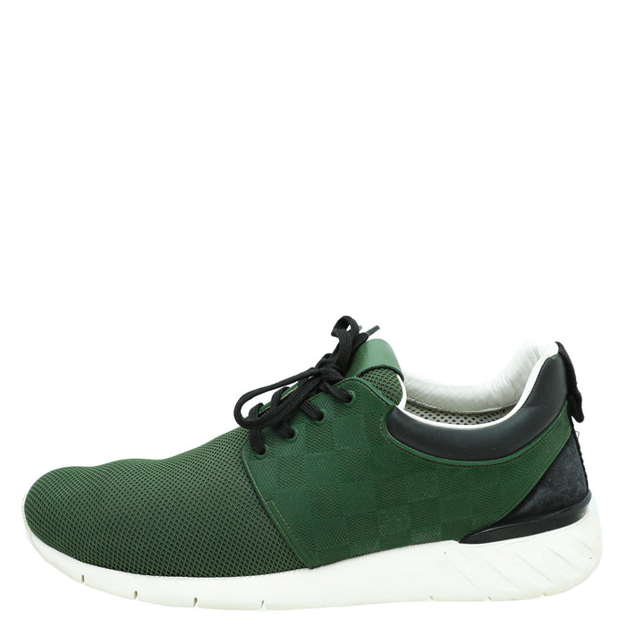 Louis Vuitton Green Rubber Mesh Suede Damier Fastlane Sneaker 10