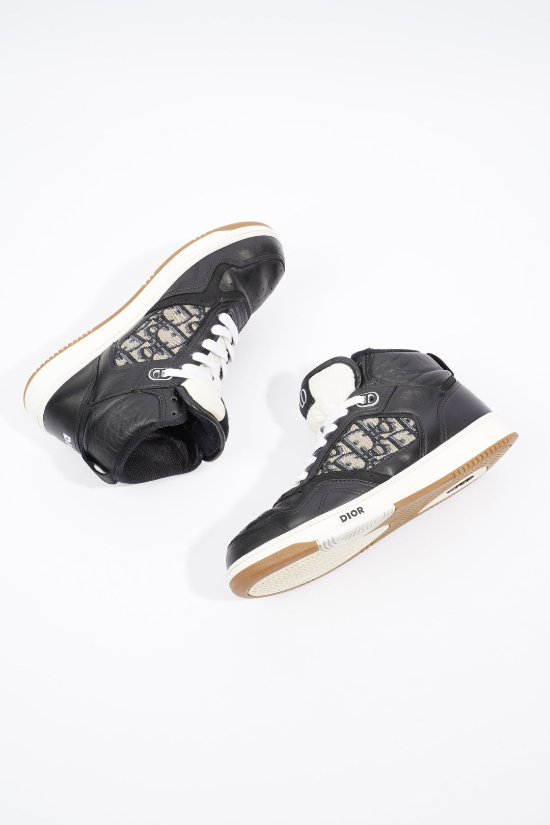 Christian Dior B27 Mid-top Black / White / Beige Oblique Leather EU 37 UK 4