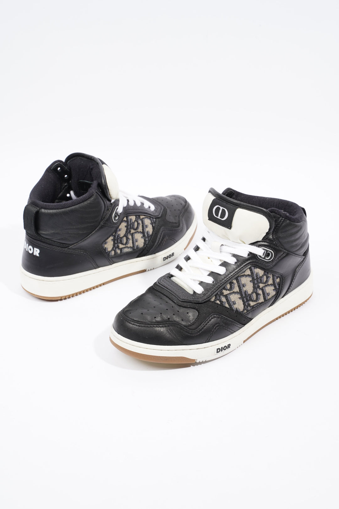 Christian Dior B27 Mid-top Black / White / Beige Oblique Leather EU 37 UK 4