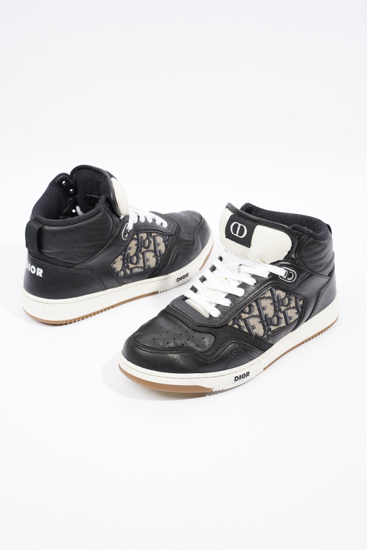 Christian Dior B27 Mid-top Black / White / Beige Oblique Leather EU 37 UK 4