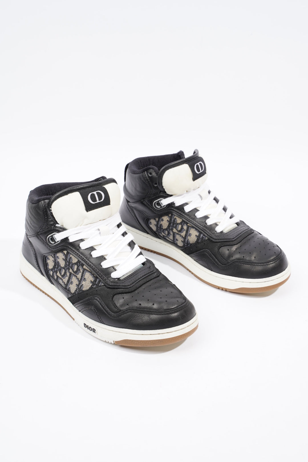 Christian Dior B27 Mid-top Black / White / Beige Oblique Leather EU 37 UK 4