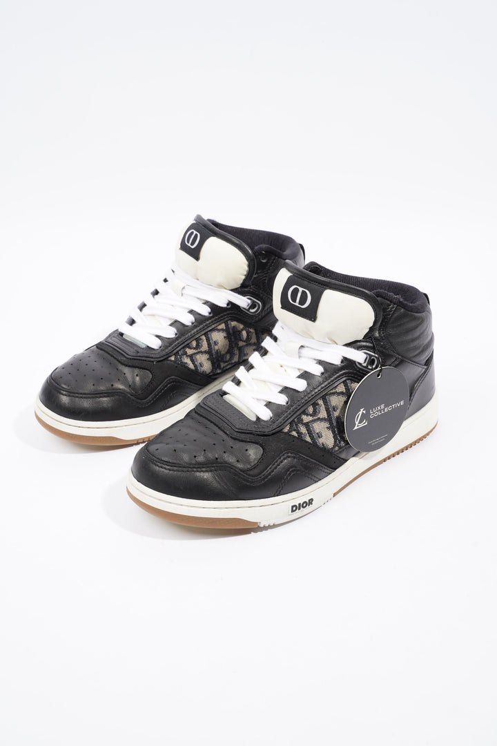 Christian Dior B27 Mid-top Black / White / Beige Oblique Leather EU 37 UK 4