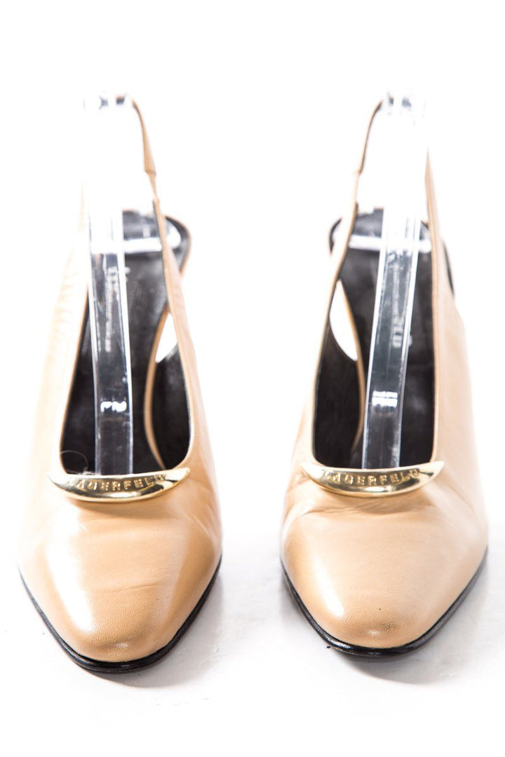 Lagerfeld Tan Round Toe Leather Slingback Pumps SZ 7 Sale