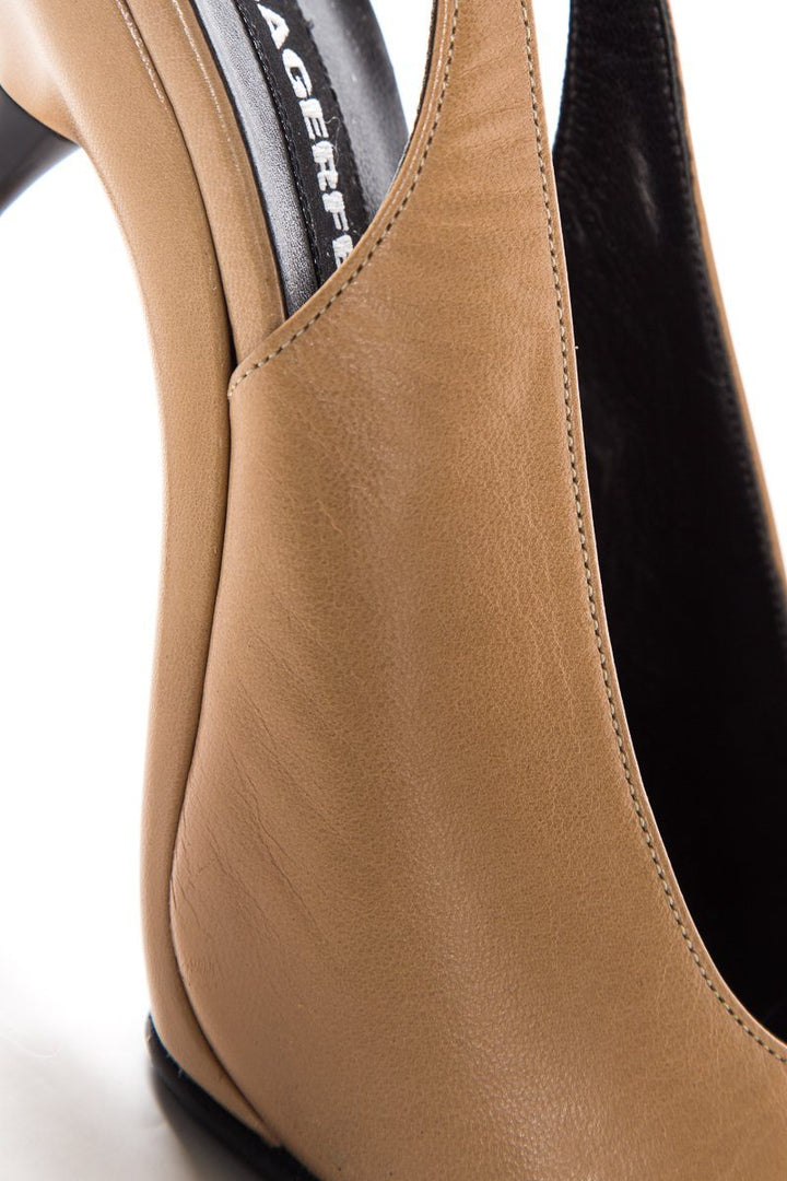 Lagerfeld Tan Round Toe Leather Slingback Pumps SZ 7 Sale