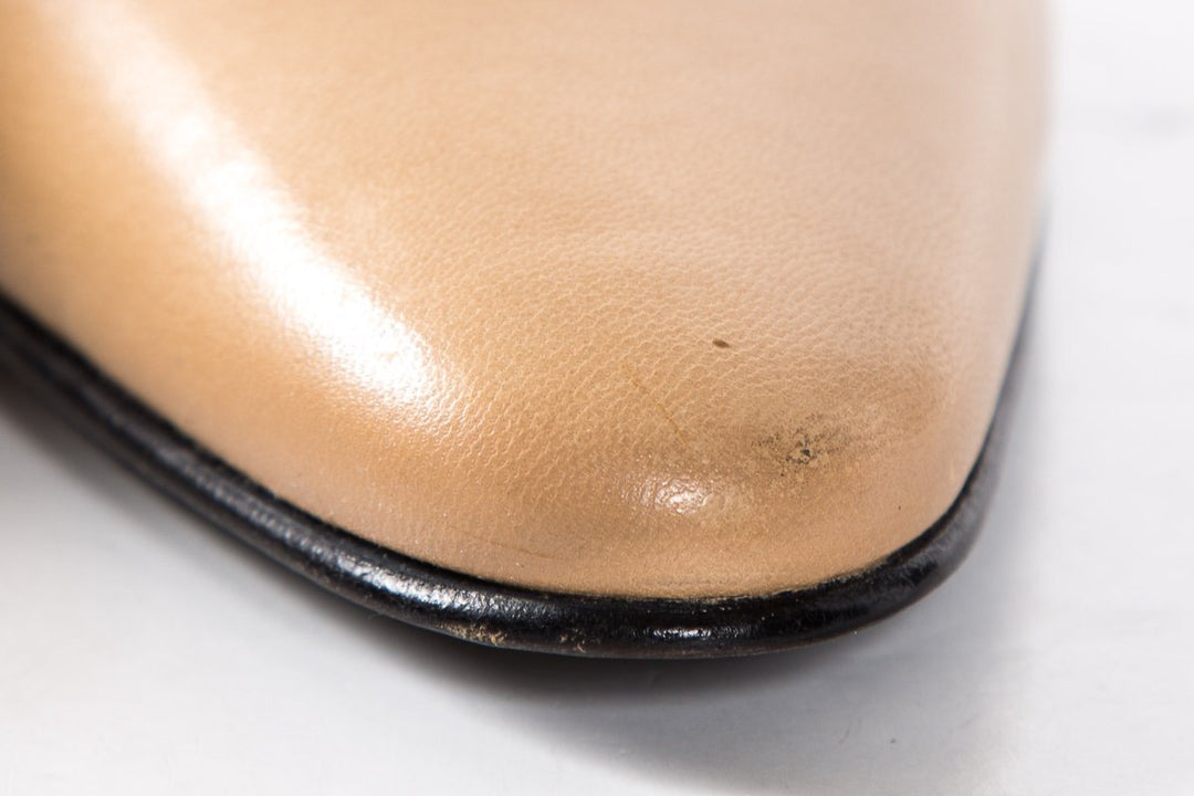 Lagerfeld Tan Round Toe Leather Slingback Pumps SZ 7 Sale